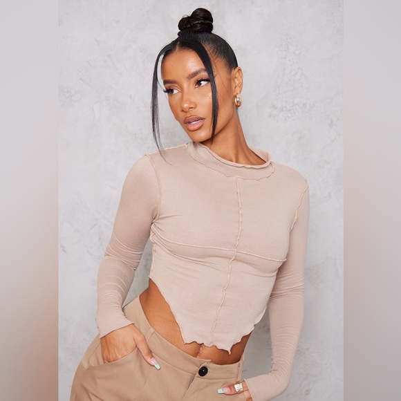 Contrast stitch drop hem crop top (2 tops) - Picture 6 of 6